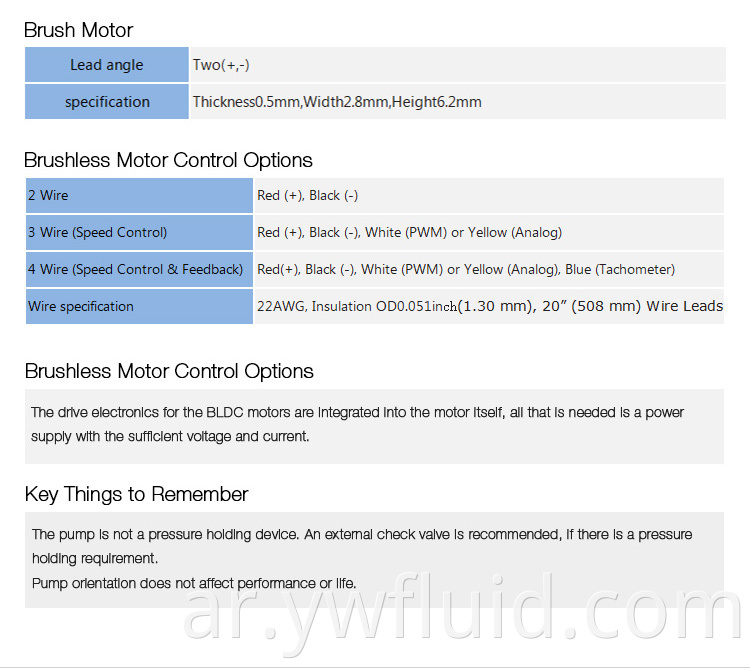 ywfluid yw11-bldc brushless motor micro series 12v dc mini pump pump